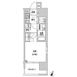 京王線 幡ヶ谷駅 徒歩2分の賃貸マンション 8階1Kの間取り