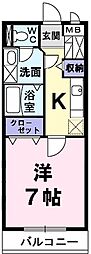 西武池袋線 桜台駅 徒歩3分の賃貸マンション 1階1Kの間取り