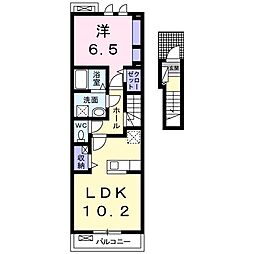 セレーナＢ 2階1LDKの間取り