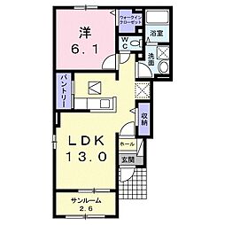 カランコエ3 1LDKの間取図画像