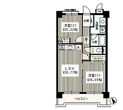 JR京浜東北・根岸線 川口駅 徒歩16分の賃貸マンション 5階2LDKの間取り