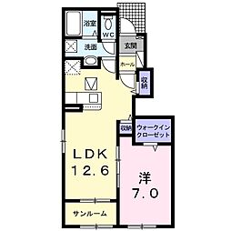 ミルブリーゼ 1LDKの間取図画像