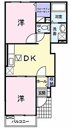 パークサイドフローレンス 2DKの間取図画像