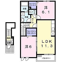 サンライズガーデン2 2LDKの間取図画像