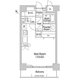 小田急小田原線 東北沢駅 徒歩9分の賃貸マンション 2階ワンルームの間取り