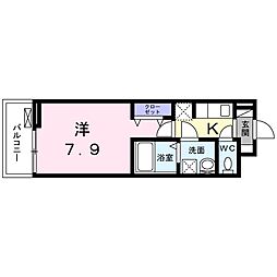 グランツ 2階1Kの間取り