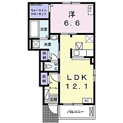ラ・ヴェール 1LDKの間取図画像