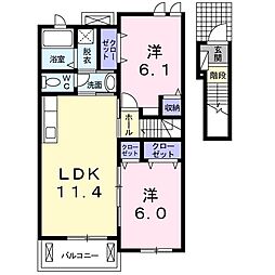 ユイマーレB 2LDKの間取図画像