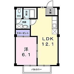 エテルナメゾン 1LDKの間取図画像