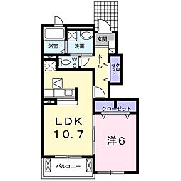 プリムローズ 1LDKの間取図画像