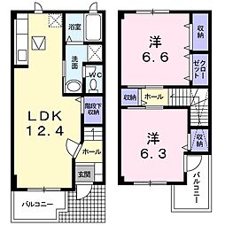 カーサコーモド阿倉川1 2LDKの間取図画像
