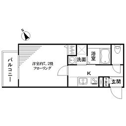 グリーニエ西新宿参番館 2階1Kの間取り