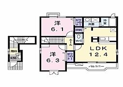 プリメロI 2階2LDKの間取り