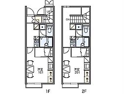 レオパレスグランメール 2階1Kの間取り