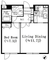小田急小田原線 参宮橋駅 徒歩6分の賃貸マンション 1階1LDKの間取り