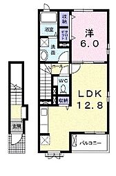 グレース・ヒルズＡ 2階1LDKの間取り