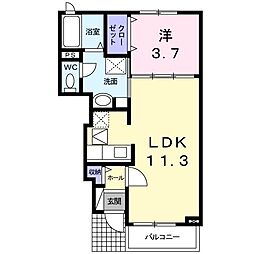 ルネ　ウィンク 1階1LDKの間取り