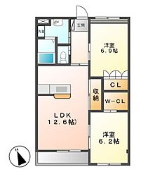 アラモード 2LDKの間取図画像