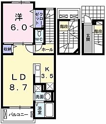 ラブリ18 1LDKの間取図画像