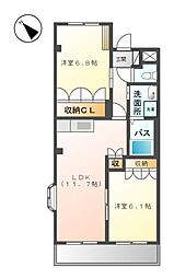 クレストールII 2階2LDKの間取り