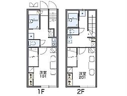 近鉄名古屋線 霞ヶ浦駅 徒歩11分の賃貸アパート 2階1Kの間取り