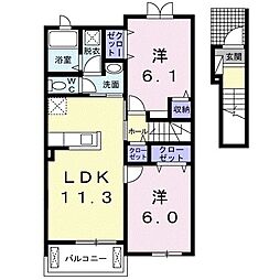 ノワイエ 2階2LDKの間取り