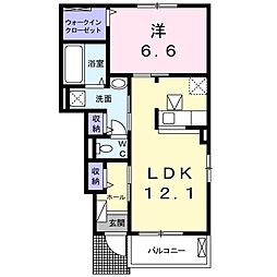 ラ・メールA 1LDKの間取図画像