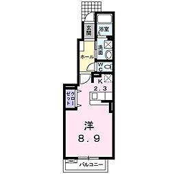 三岐鉄道三岐線 大矢知駅 徒歩19分の賃貸アパート 1階ワンルームの間取り