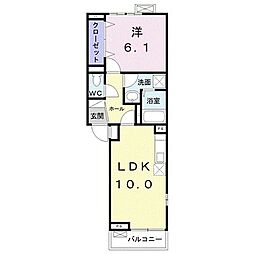 アーク磯子 2階1LDKの間取り