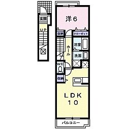 ラ・クール 1LDKの間取図画像
