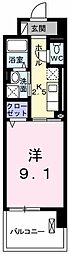 カーサ・ル・コットン 1Kの間取図画像
