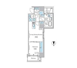 パークアクシス蔵前 14階1LDKの間取り