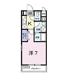 ＹＮハイムII 2階1Kの間取り