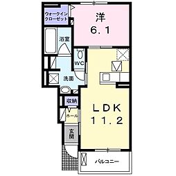 ベルジュ土橋 1LDKの間取図画像