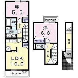 カーサドルチェ3 2LDKの間取図画像