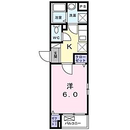 ピアカーノ 1階1Kの間取り
