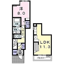 エムセレーノB 1LDKの間取図画像