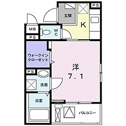 ライズ所沢 1Kの間取図画像