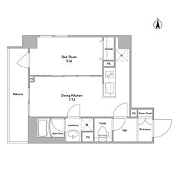 BPRレジデンス西早稲田 1DKの間取図画像