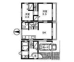 南品川タウンハウス 1階2DKの間取り