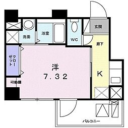 東武亀戸線 小村井駅 徒歩7分の賃貸マンション 8階1Kの間取り