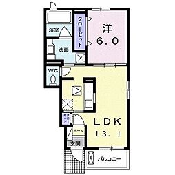 ジールB 1LDKの間取図画像