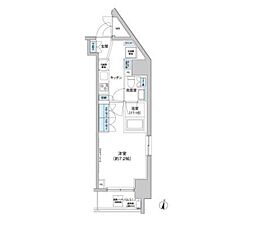パークキューブ西新宿 12階1Kの間取り