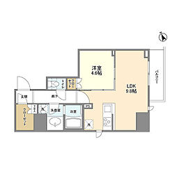 シェフルール新御徒町II 6階1LDKの間取り