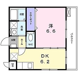 ジュネスメゾン中板橋 2階1DKの間取り