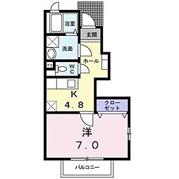 Ｌｉｔｔｌｅ　Ｂｅｌｌ 1階1Kの間取り