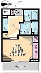 セレリーオ・ニッコー 1Kの間取図画像