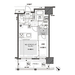 ルジェンテ武蔵小山 8階1LDKの間取り