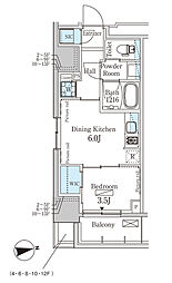 パークアクシス赤塚 1DKの間取図画像