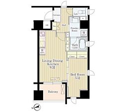 松葉 6階1LDKの間取り